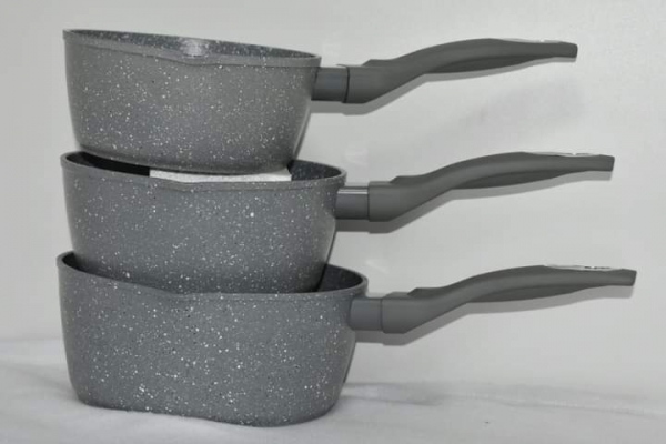 Granite coated 3pcs sauce pan Grey